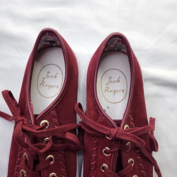 Jack Rogers Carter Burgundy Red Suede Sneakers Size 6 Like New - Picture 2 of 10